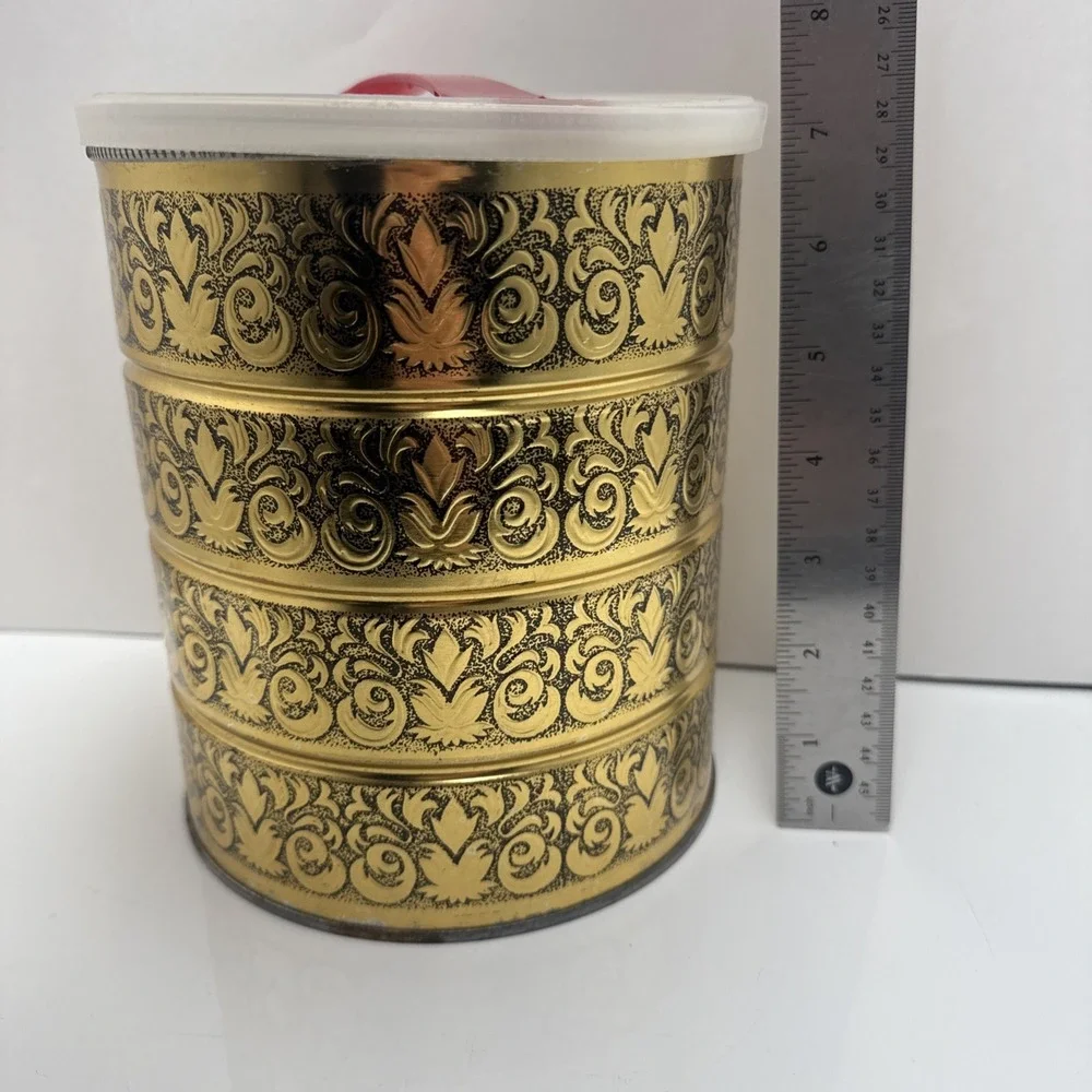 Vintage Coffee Tin Gold yellow c1970‎